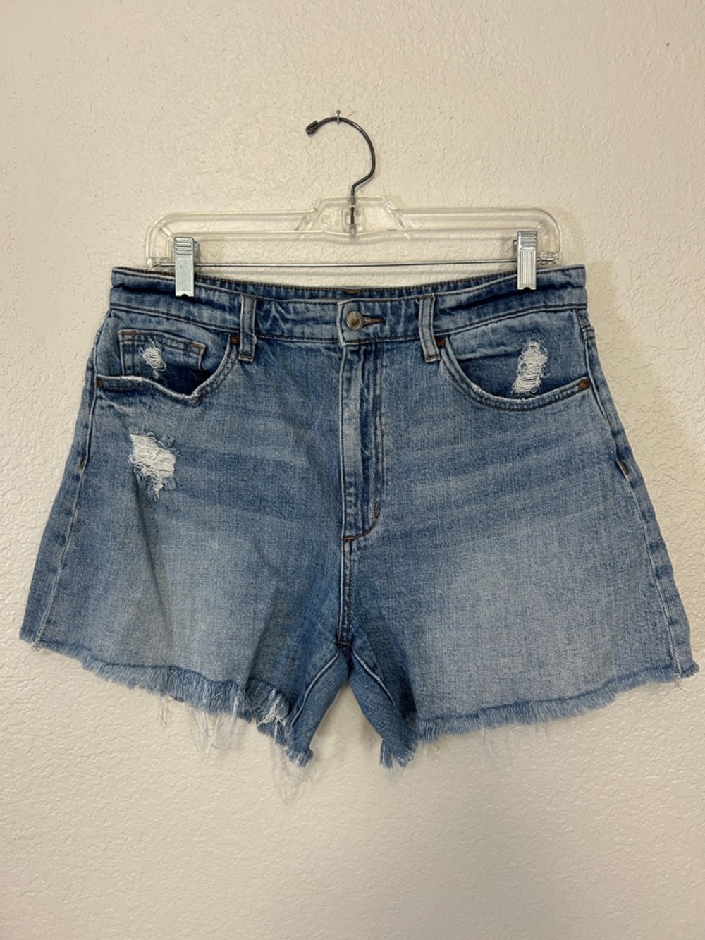 Joe's Jeans Light Blue Distressed High-Rise Cut Off Jean shorts